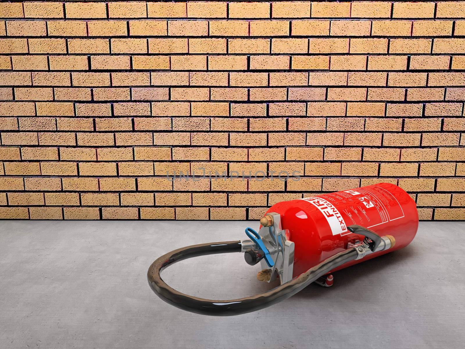 Extinguisher lying on the floor
