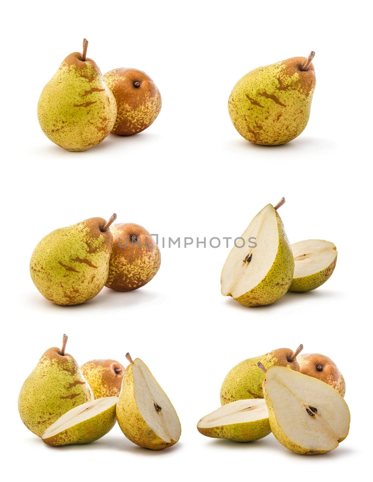 Set of six different composition of pear