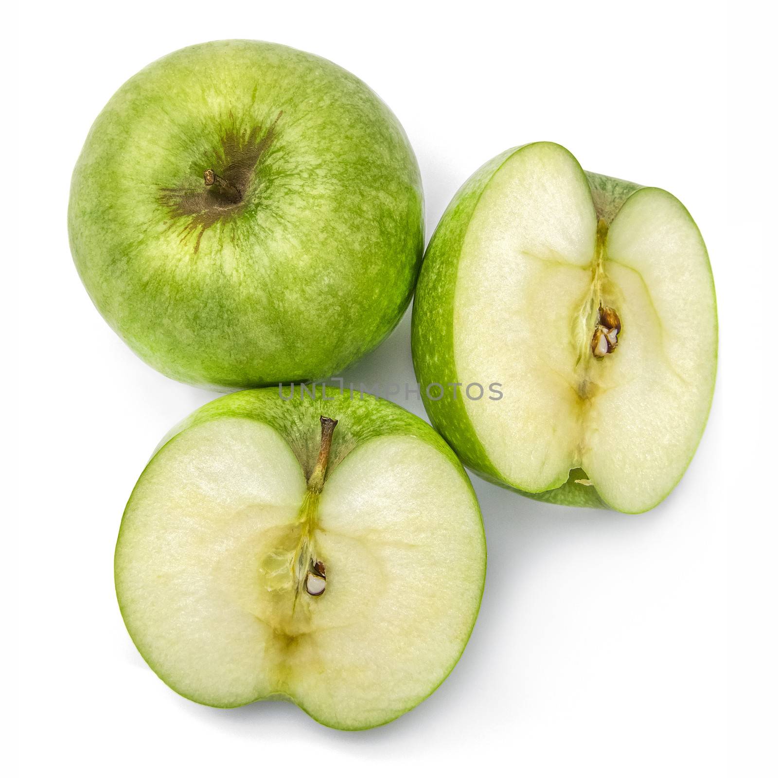 Green apples  on white background