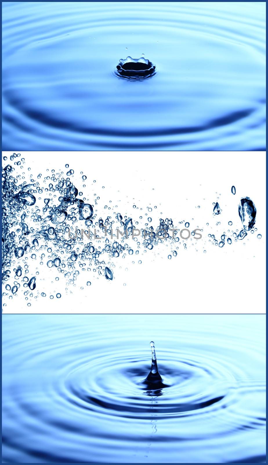 Clean photos of pure water splashes and bubbles