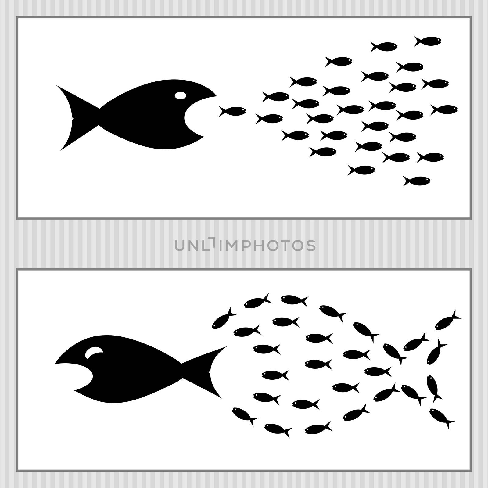 Fish illustration for concept unity is strength and group work