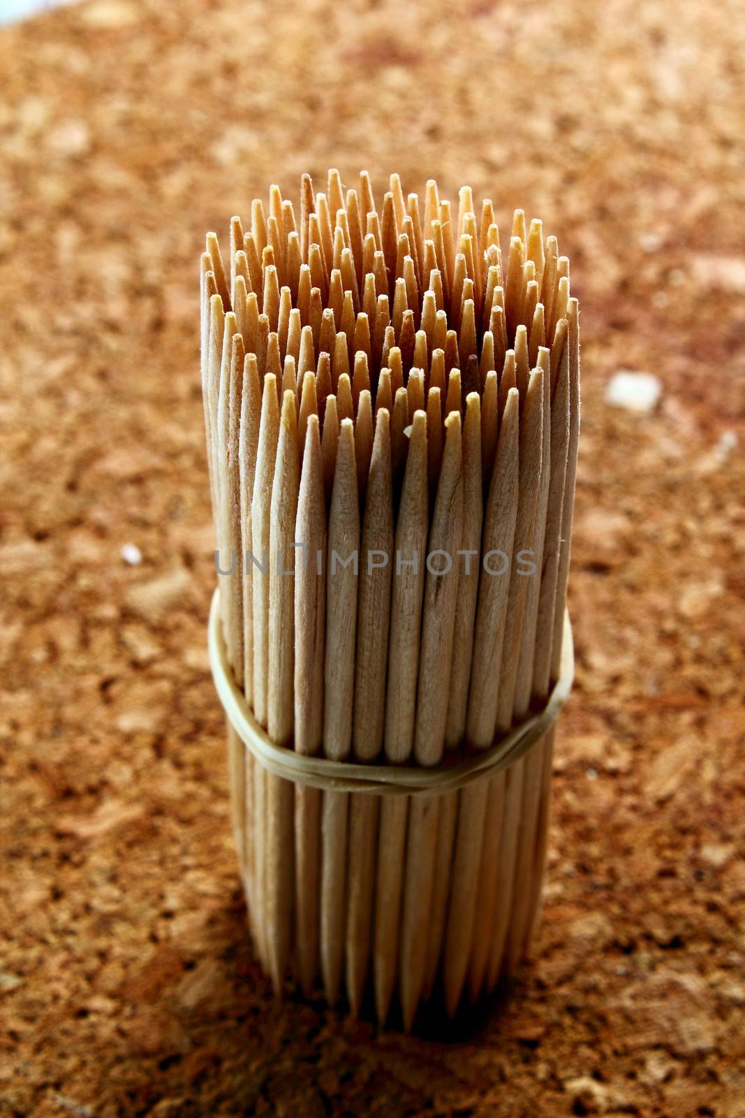 Shot of a stack of wooden toothpicks