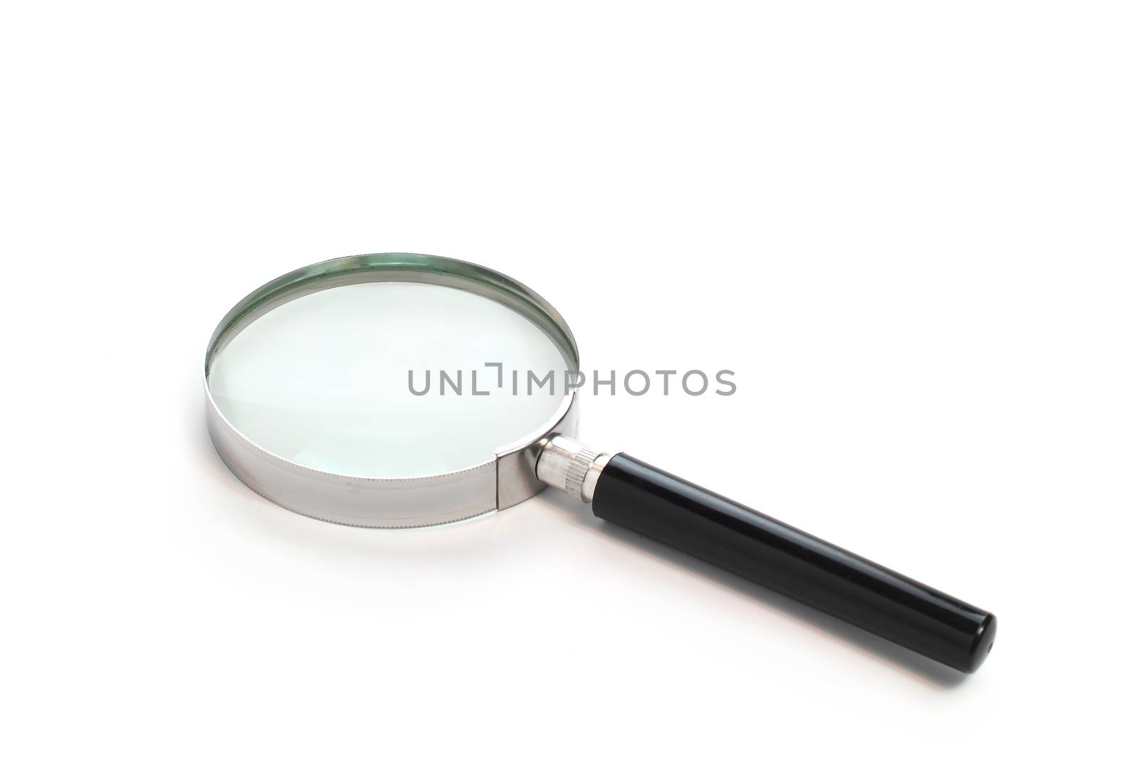 Magnification glass on white background