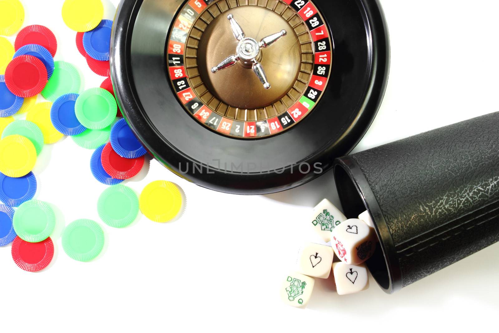 Casino roulette dices and chips