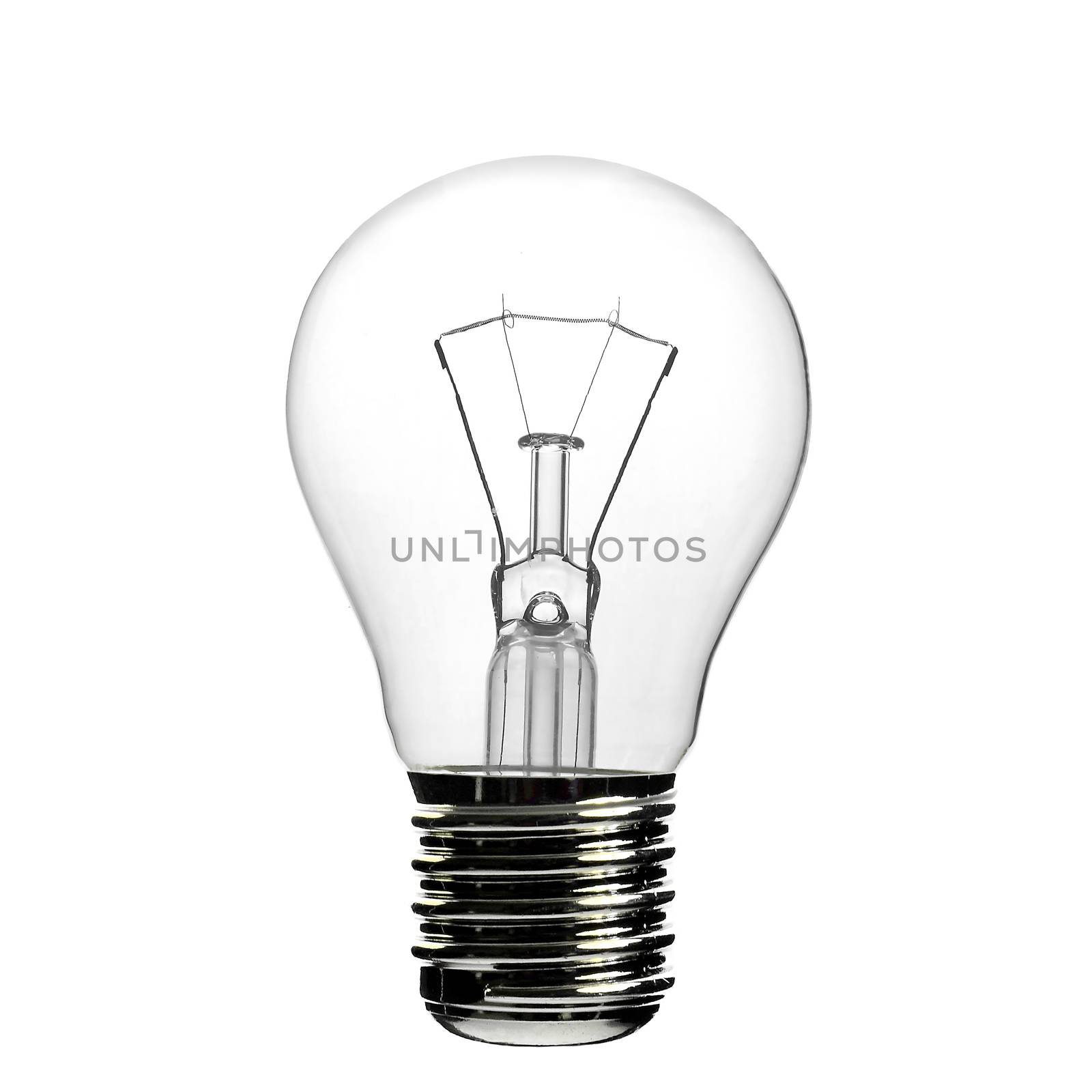 Incandescent light bulb on white