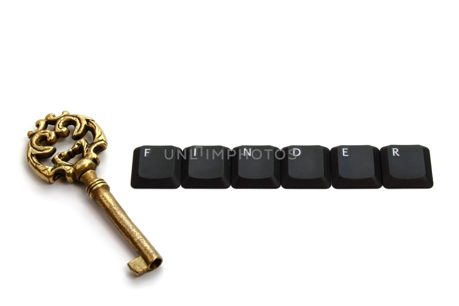 Golden key plus keyboard buttons forming Keyfinder