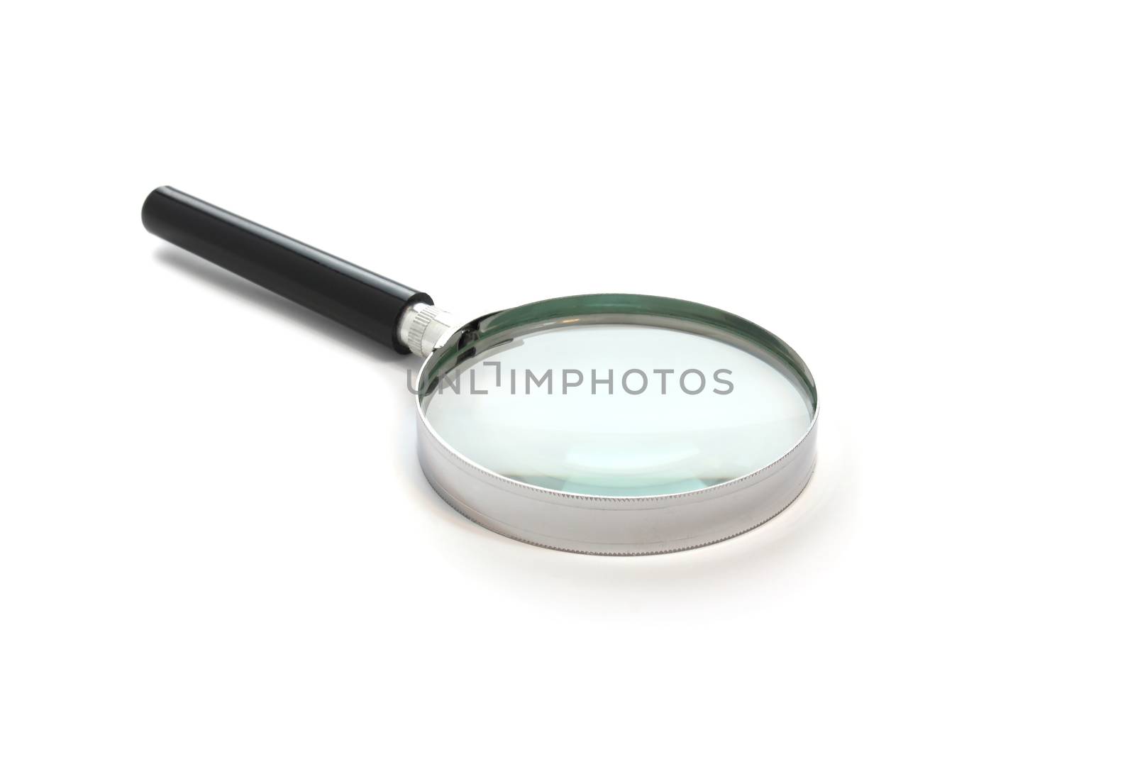 Magnification glass over white background