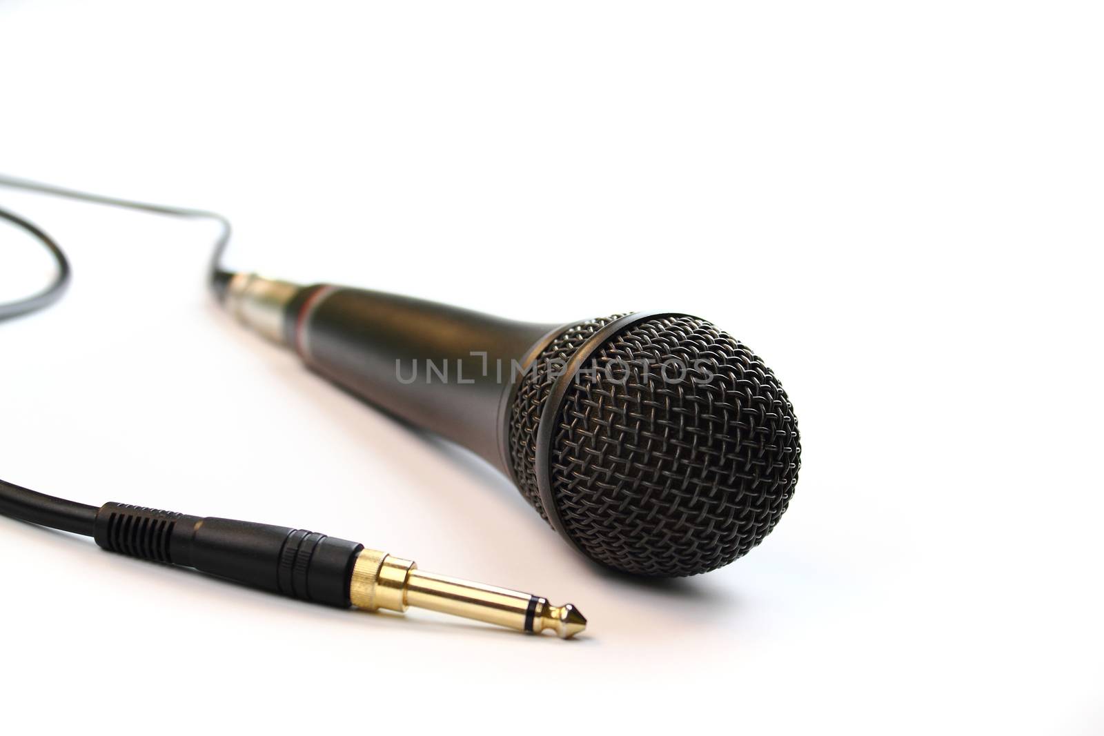 Microphone and jack on white