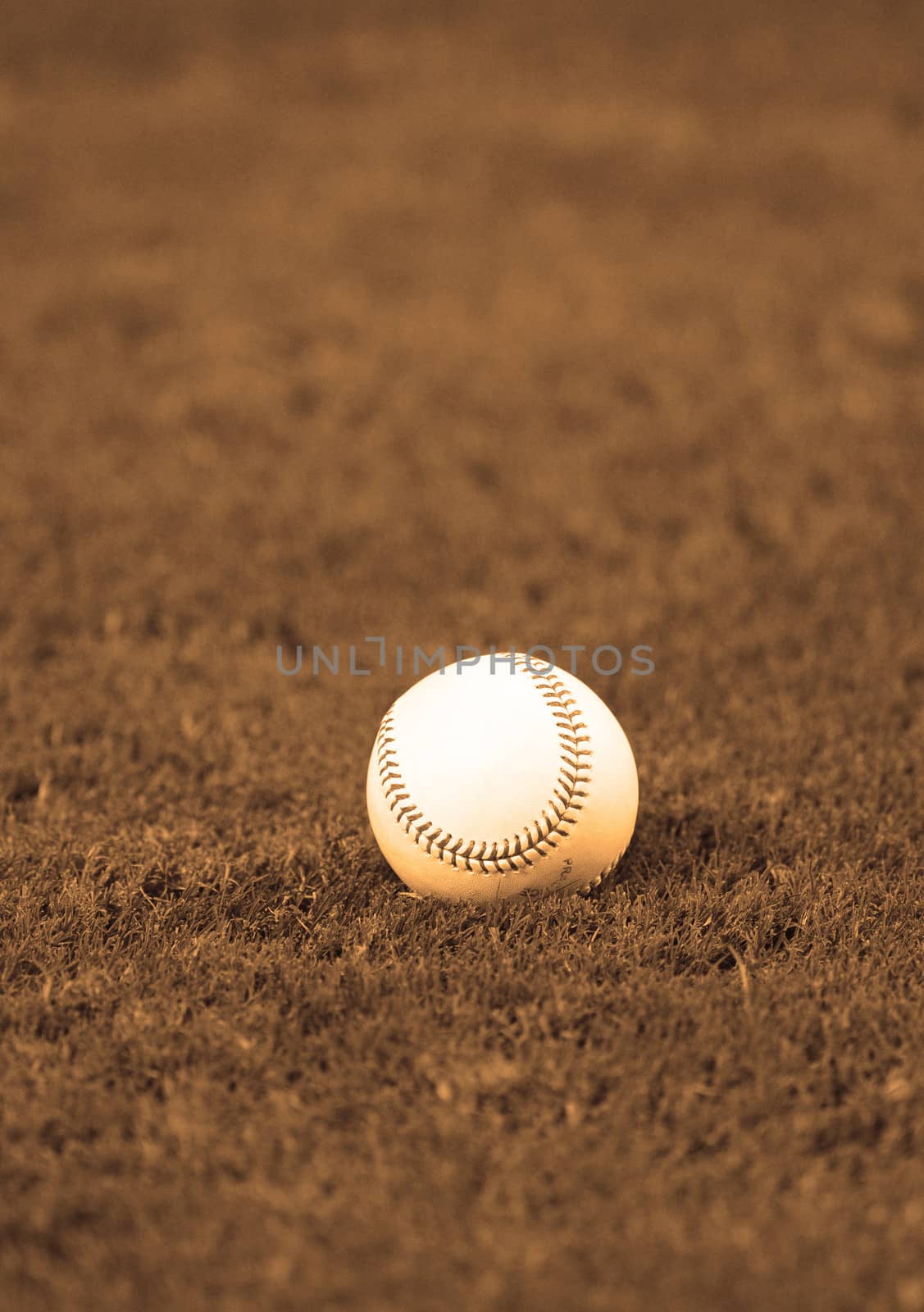 Baseball lying in grass field with nobody by ftlaudgirl