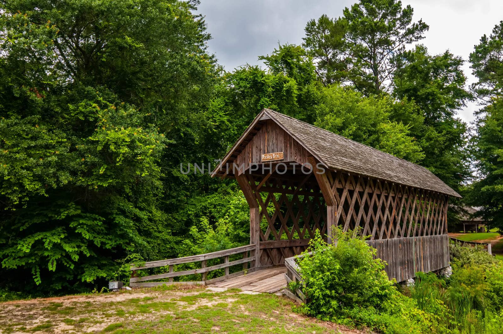 old wooden covered bridge in alabama