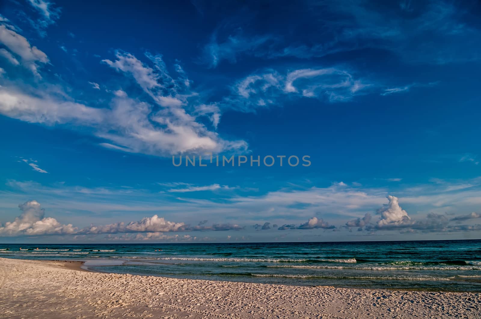 sand, sky and water beach scene in florida