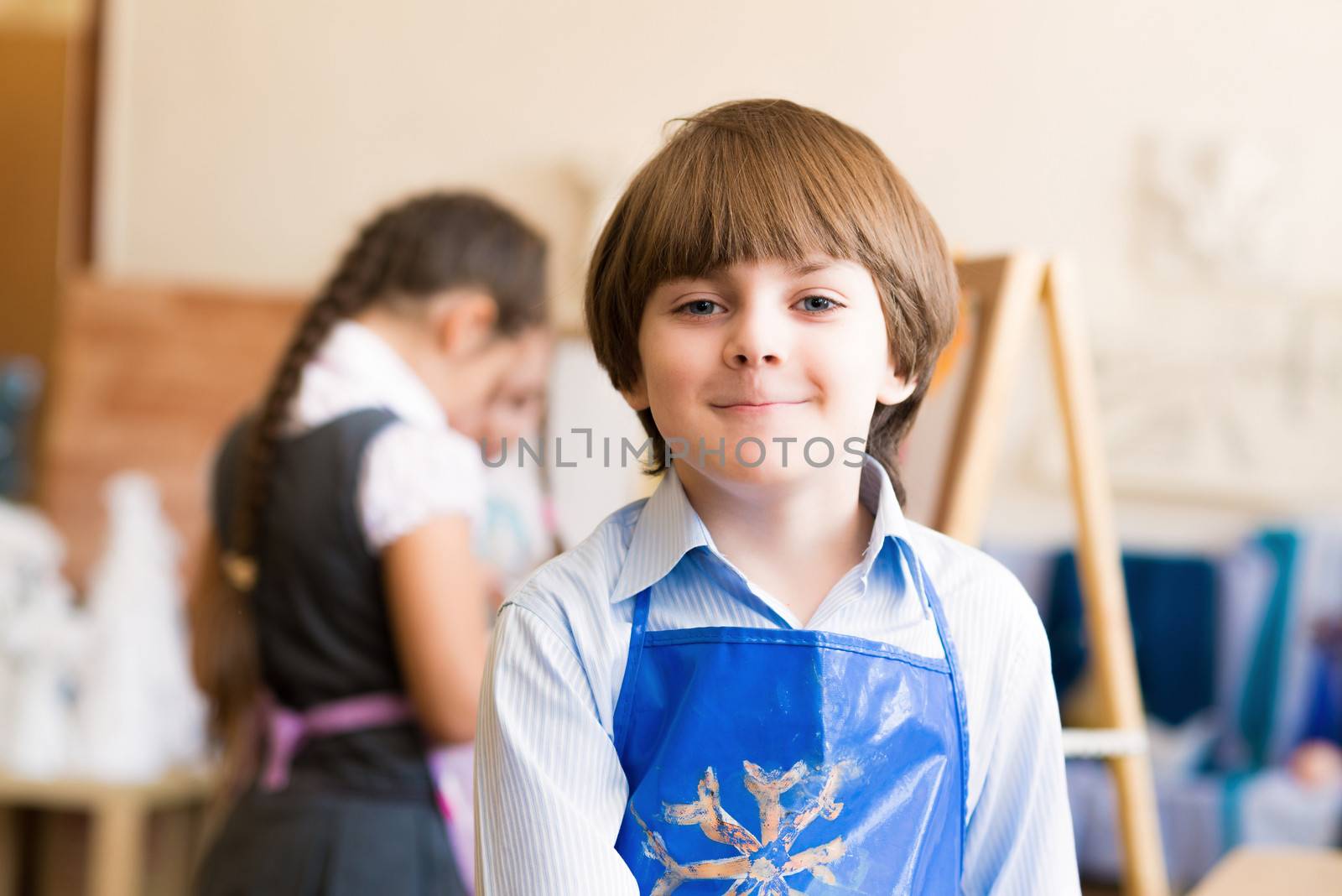 Portrait of a boy, the children learn in art school