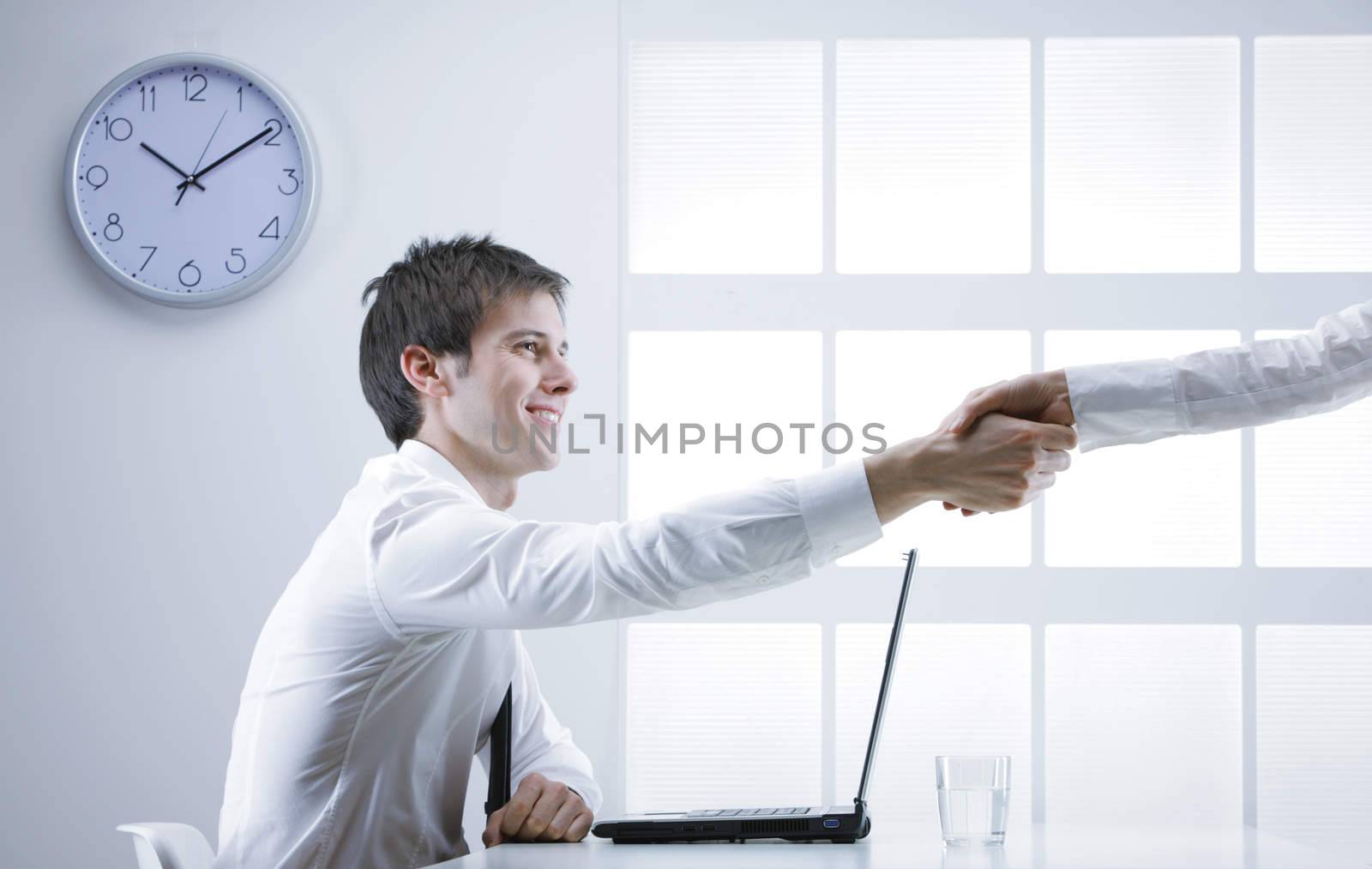 Two business people shaking hands