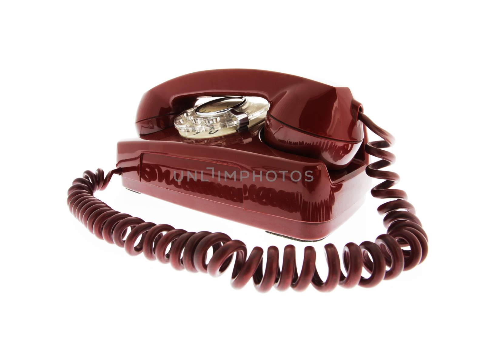 Vintage red telephone by stokkete