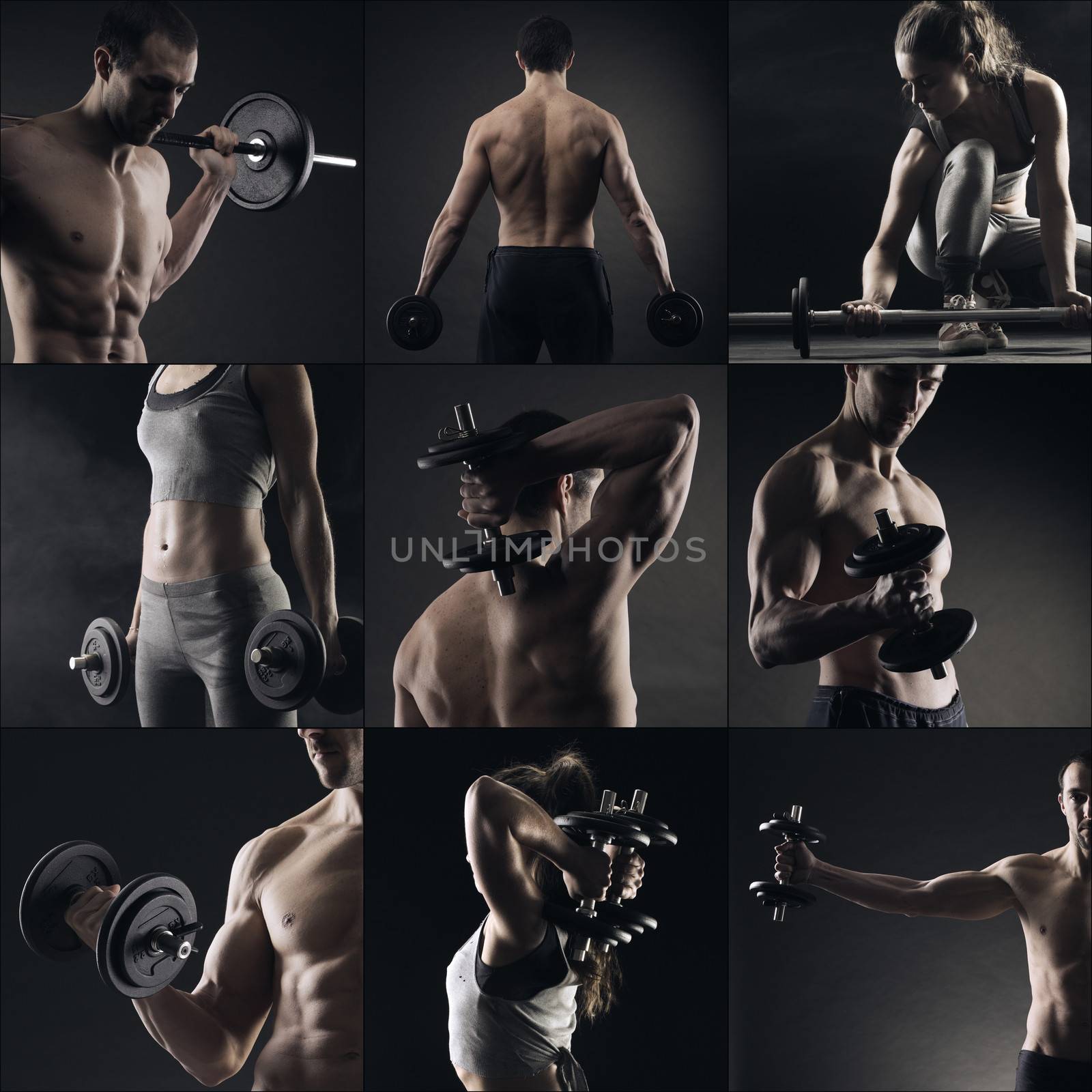 Collage of different bodybuilders images