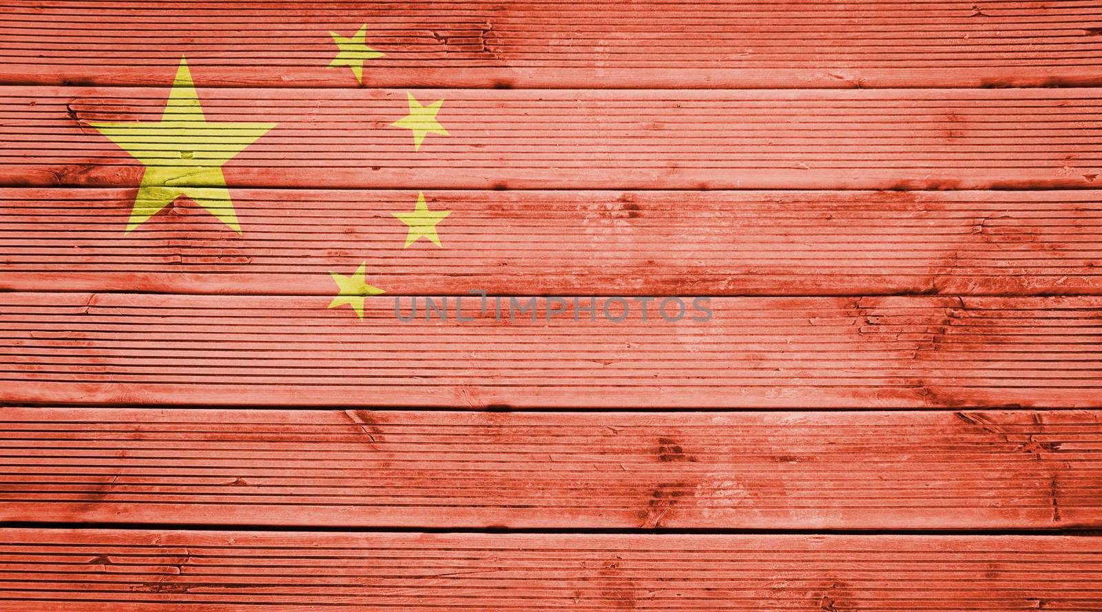 Wood texture background with colors of the flag of China by doble.d