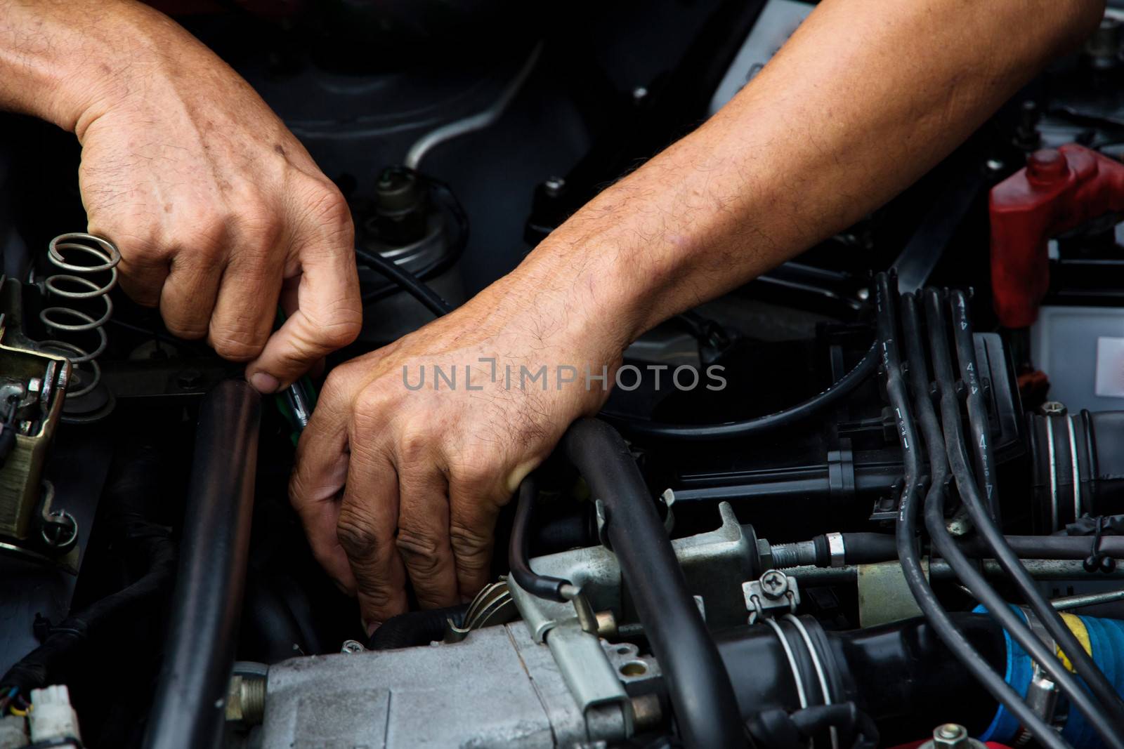 Professional car mechanic, auto repair concept