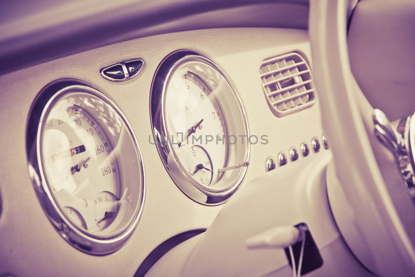 Interior of car in retro style