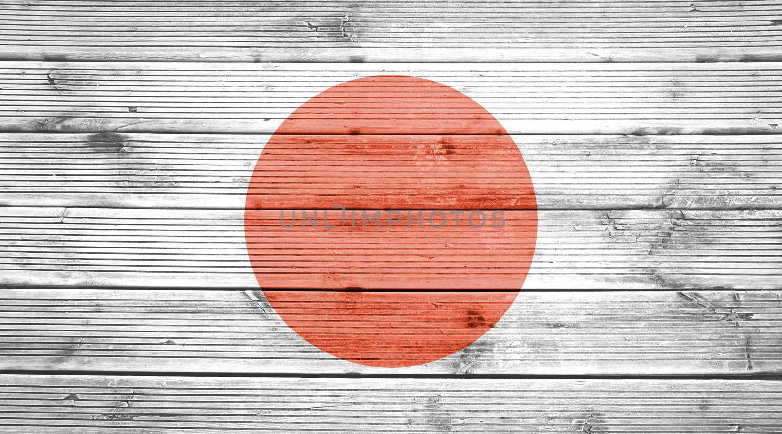 Wood texture background with colors of the flag of Japan by doble.d