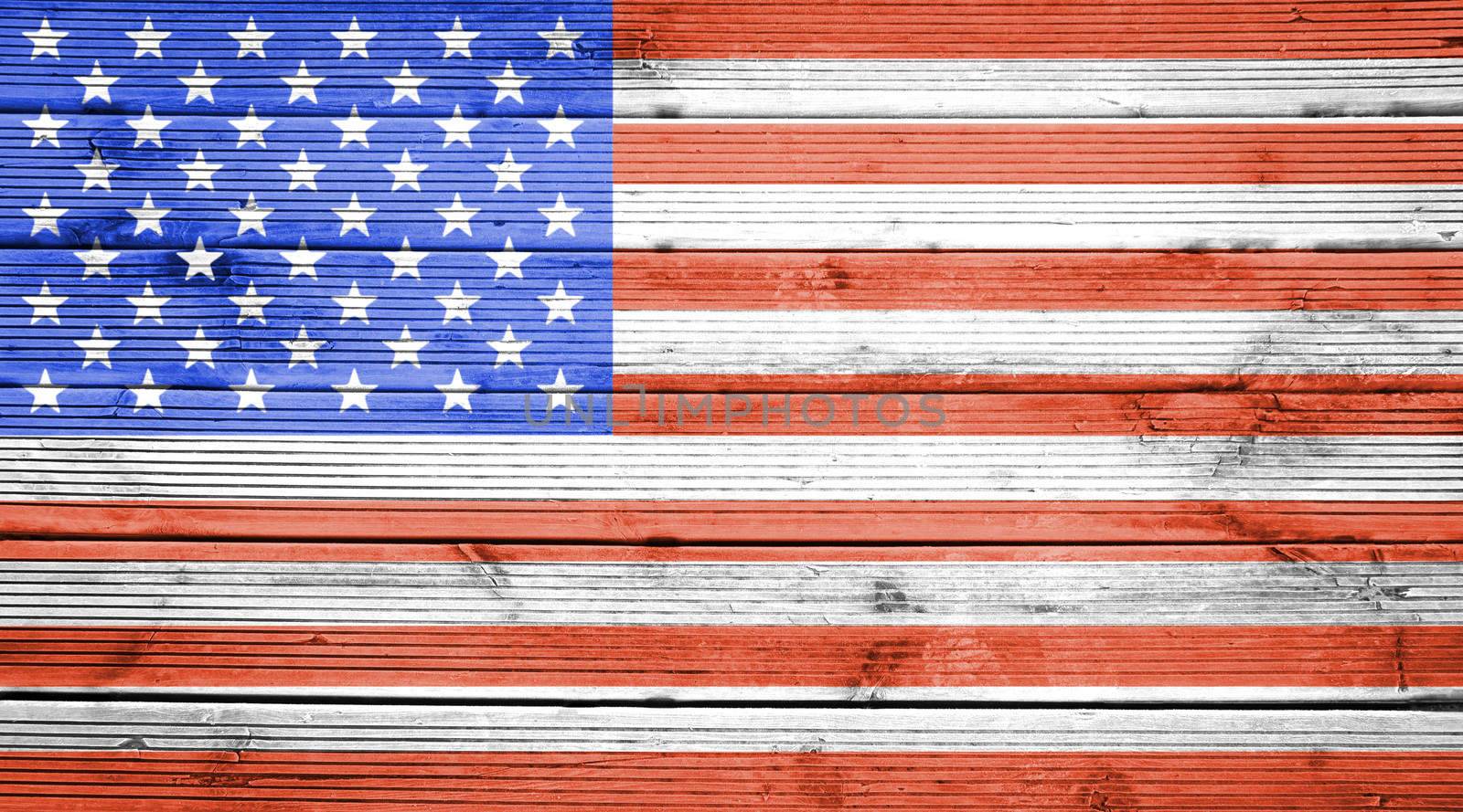 Natural wood planks texture background with the colors of the flag of United States