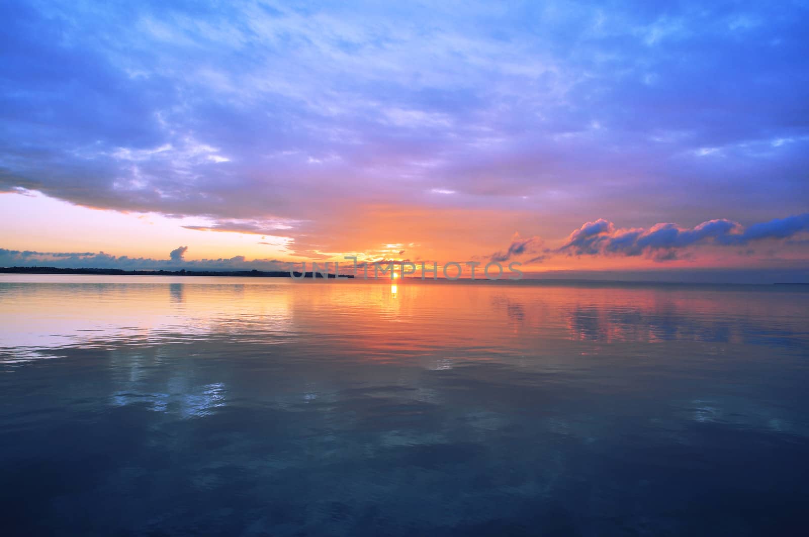 Sunset over swedish lake