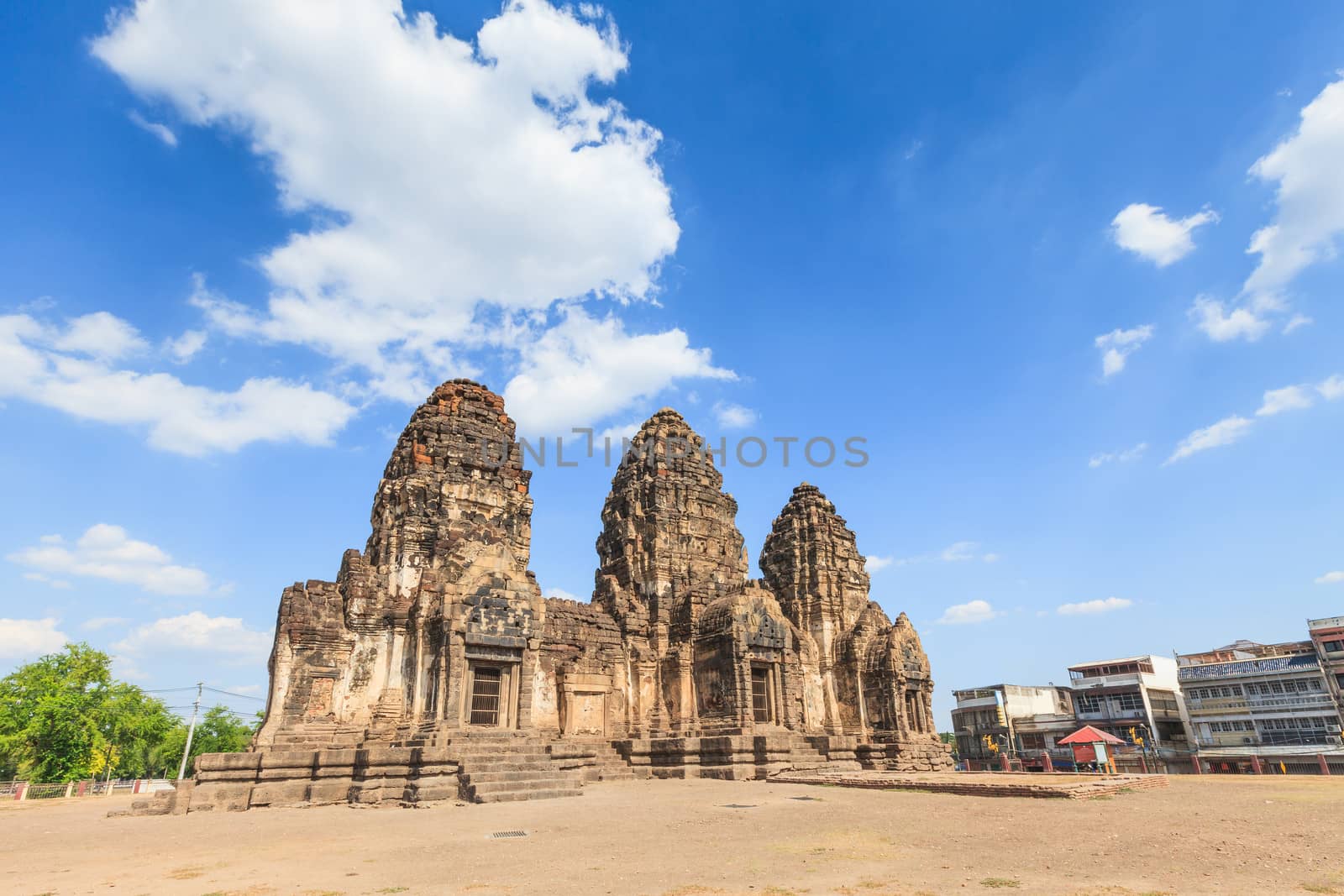 Buddhist temple,Phra Prang Sam Yod Pagoda In Lopburi of Thailand