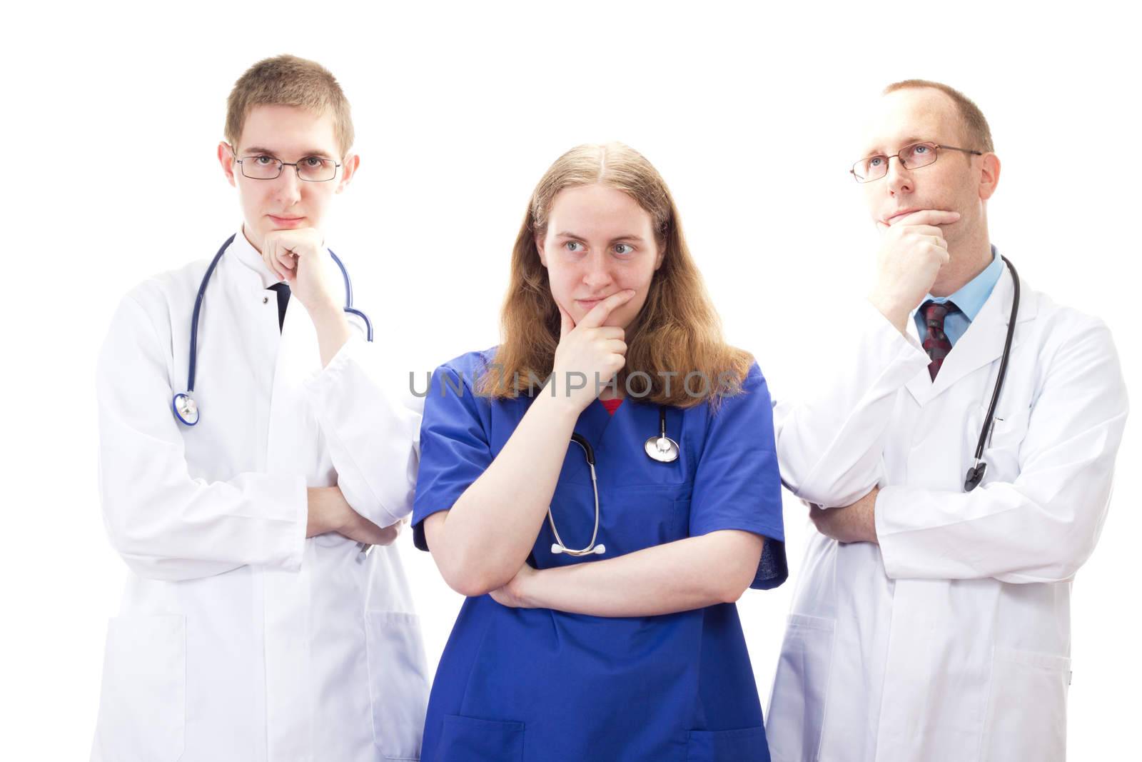 Team of doctors thinking about the right diagnosis