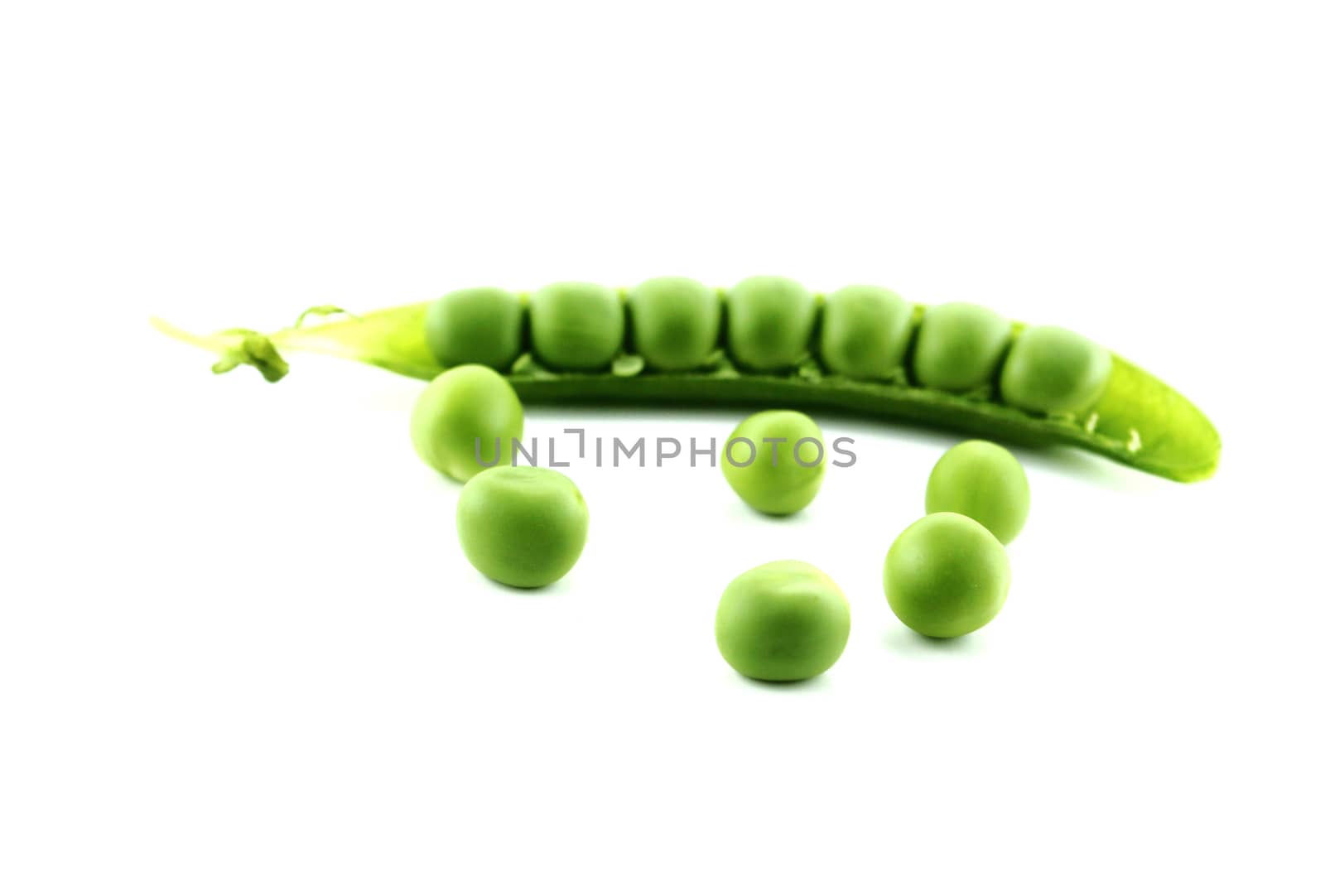 fresh pea fruit on white background .