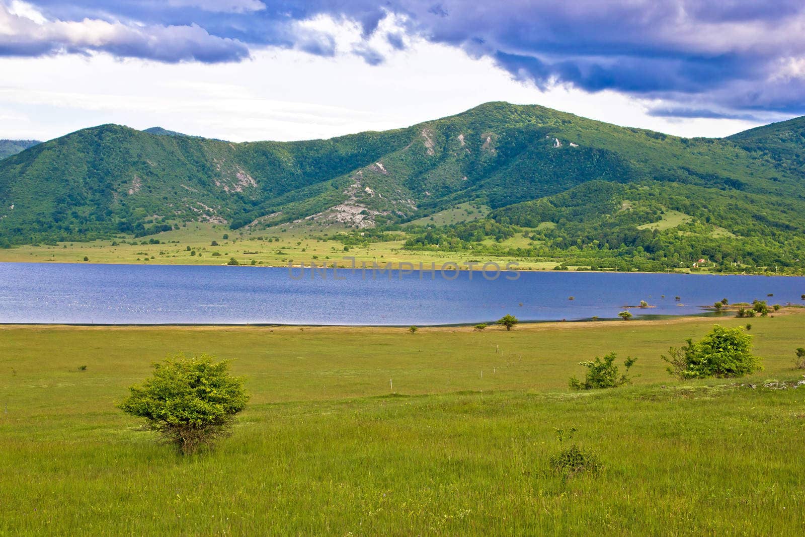 Lika region mountain and lake landscape, Croatia