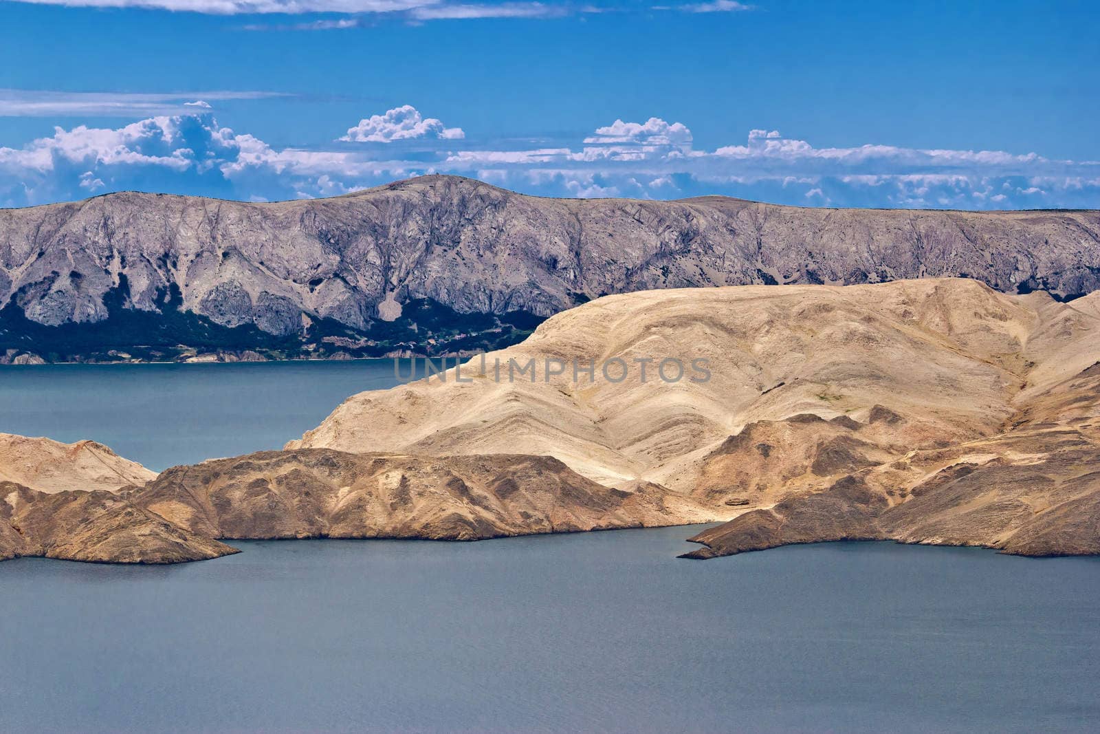 Stone desert Island of Pag aerial view