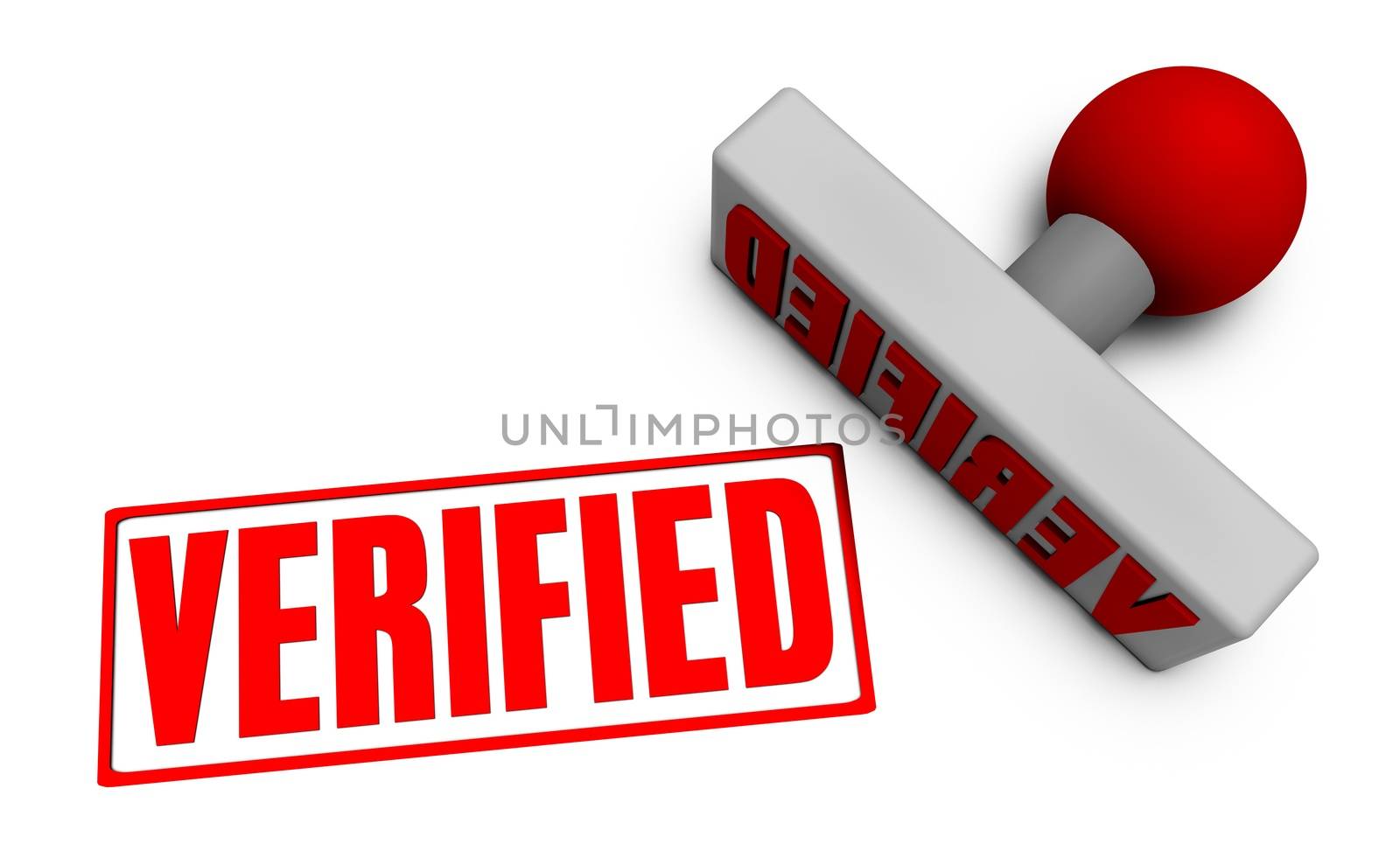 Verified Stamp or Chop on Paper Concept in 3d