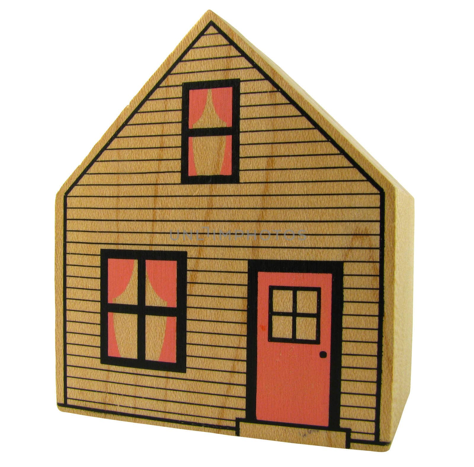 Isolation Of A Toy Wooden House With Clipping Path