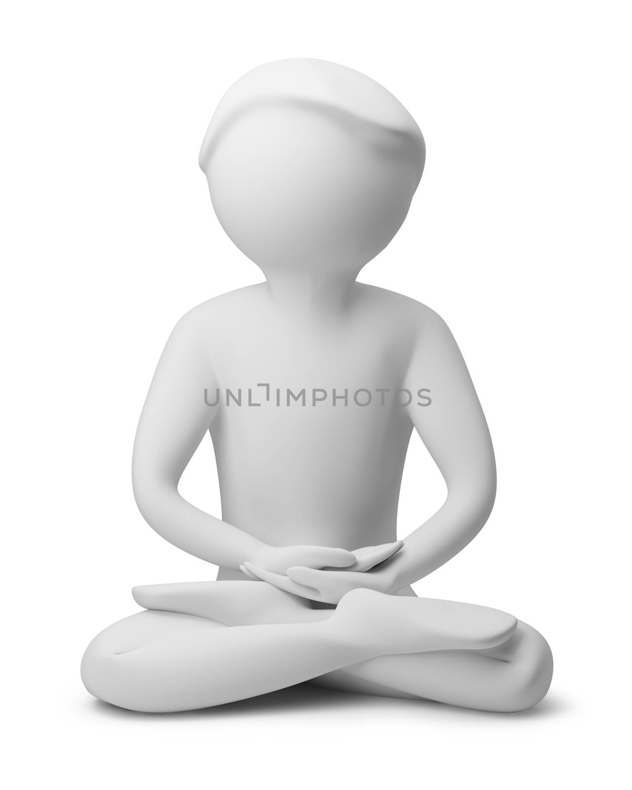 3d the person meditating. 3d image. Isolated background.