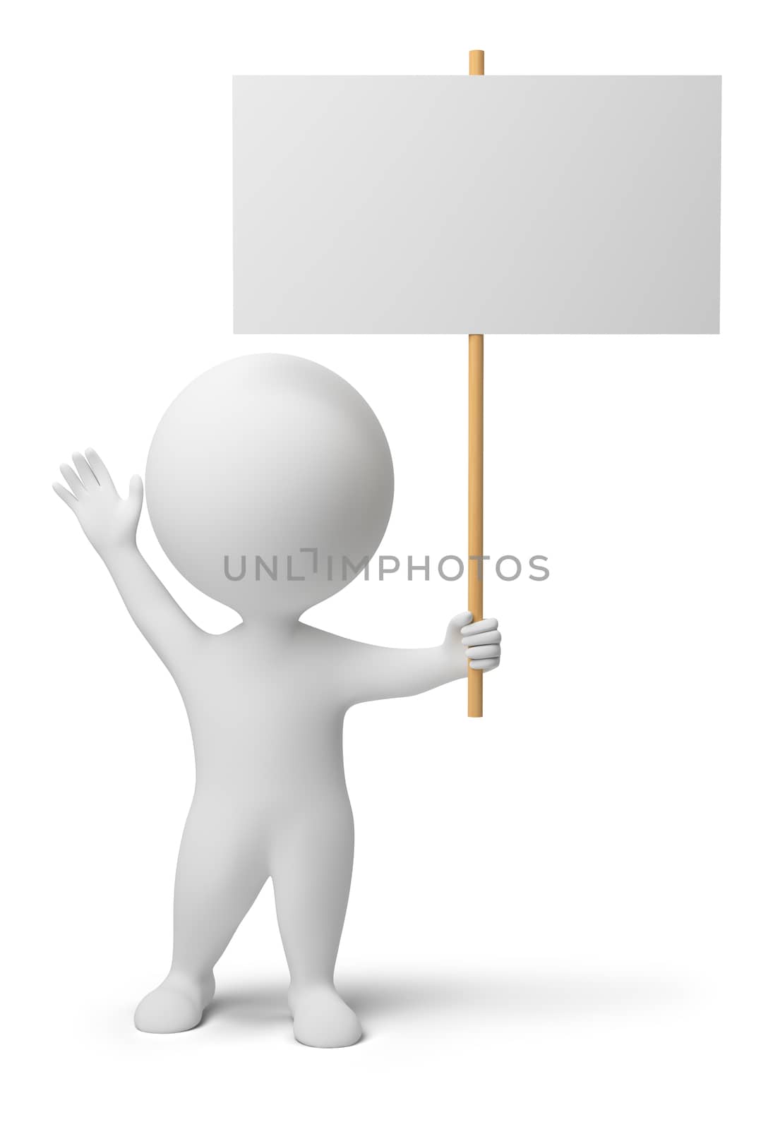 3d people with the blank announcement in hands. 3d image. Isolated white background.