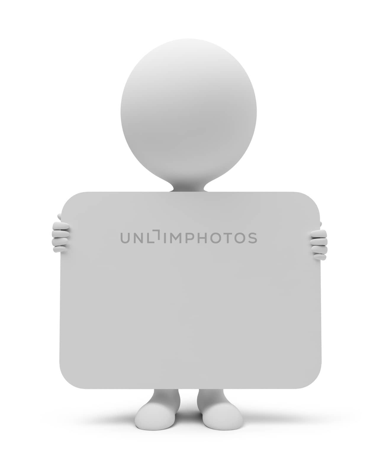 3d small people with the announcement. 3d image. Isolated white background.