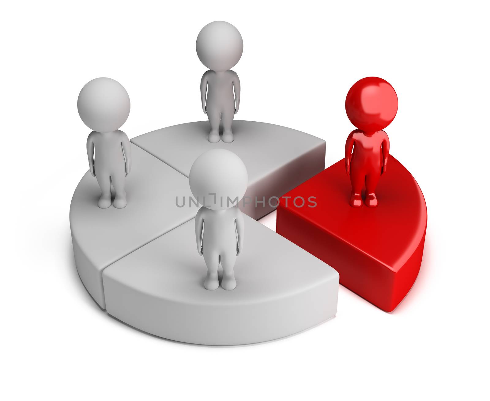 3d small people standing on the chart. 3d image. Isolated white background.