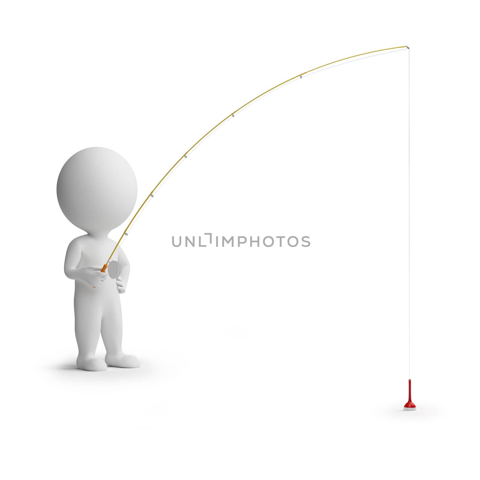 3d small people fishes. 3d image. Isolated white background.