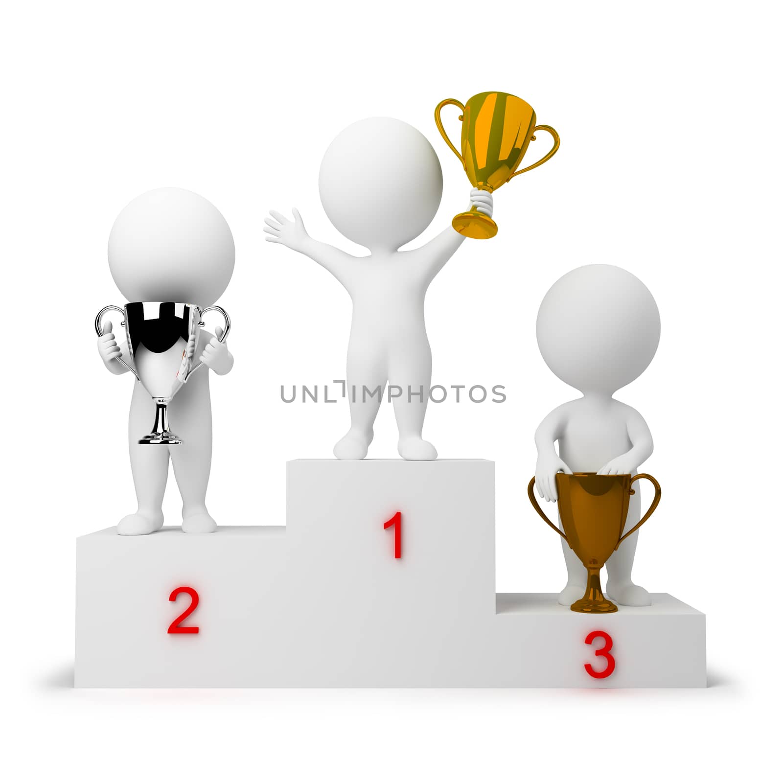 3d small people - rewarding of winners. 3d image. Isolated white background.