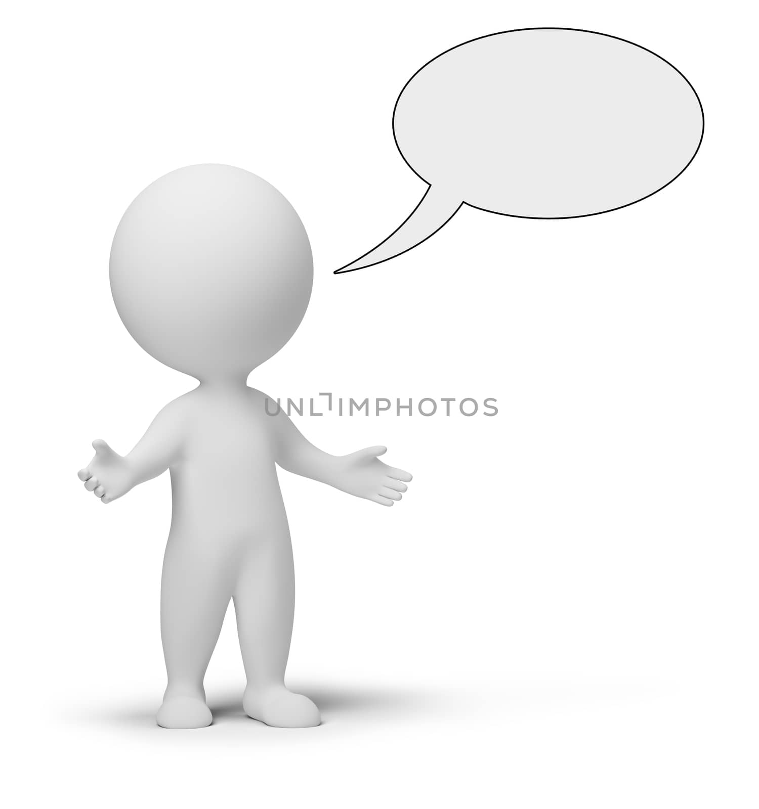 3d small people with empty chat bubble. 3d image. Isolated white background.