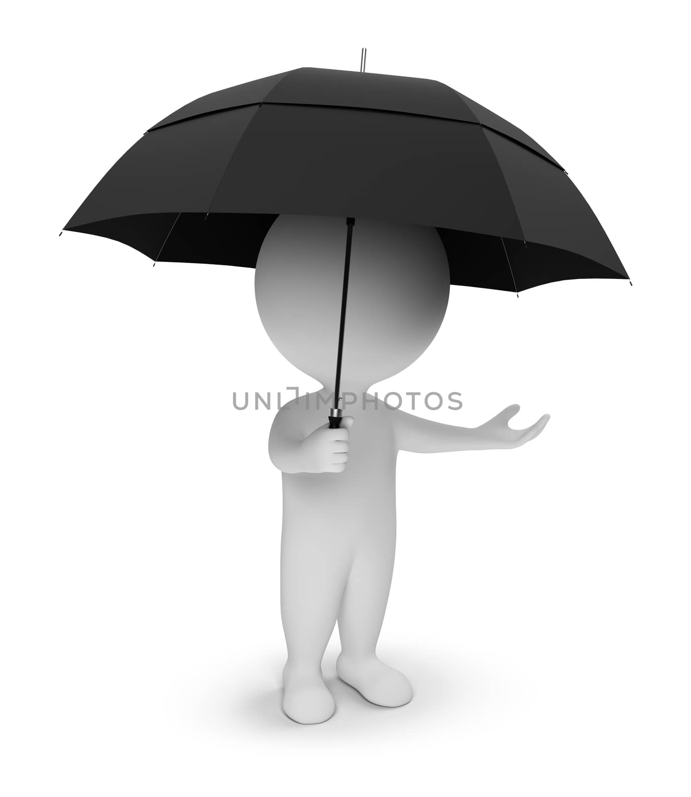 3d small people with a umbrella. 3d image. Isolated white background.