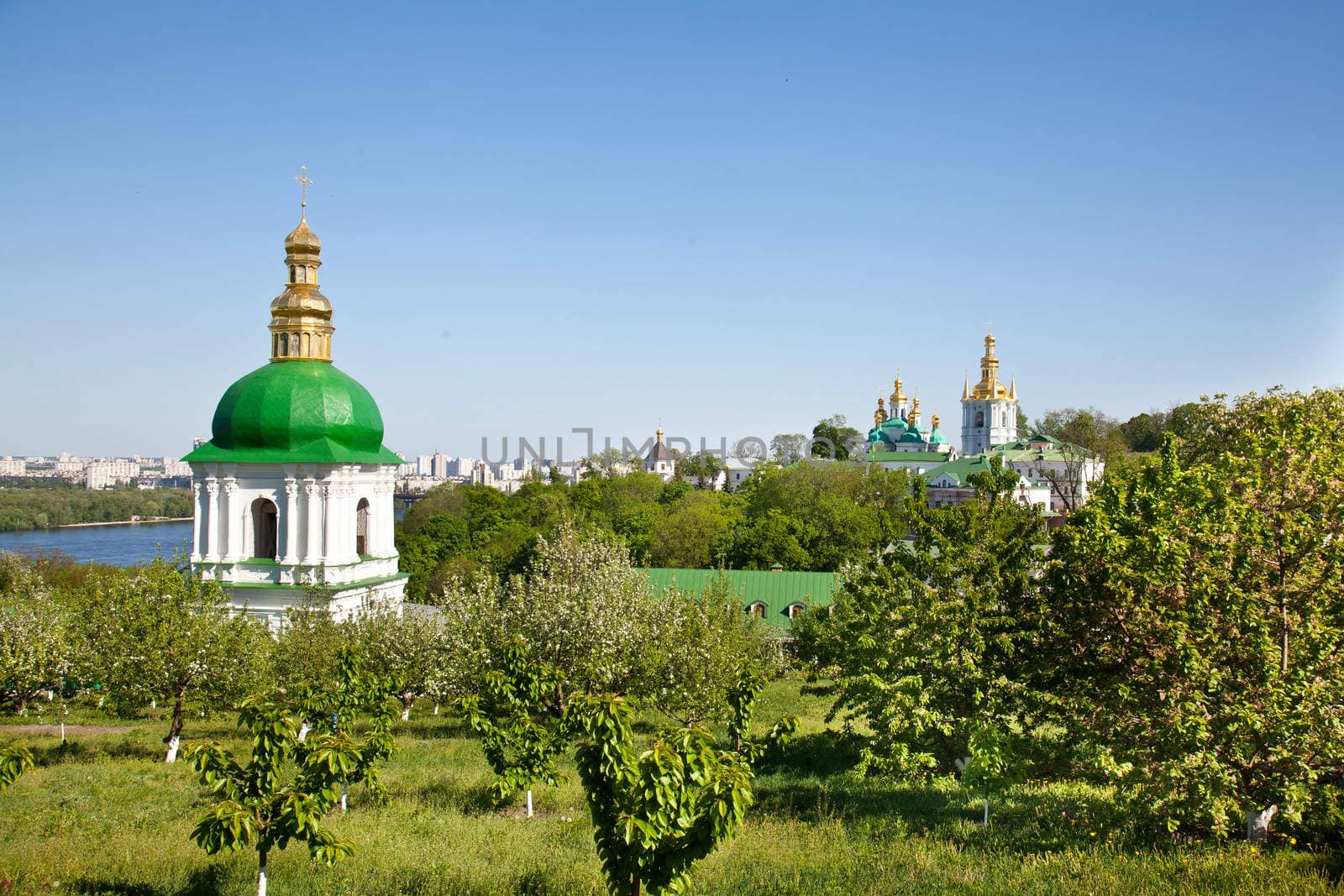 Kiev Pechersk Lavra monastery and Dnieper river in Kiev