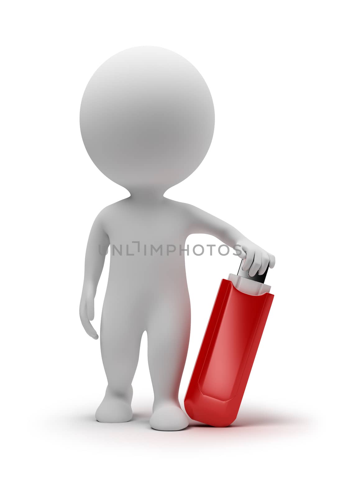 3d small people with flash drive. 3d image. Isolated white background.
