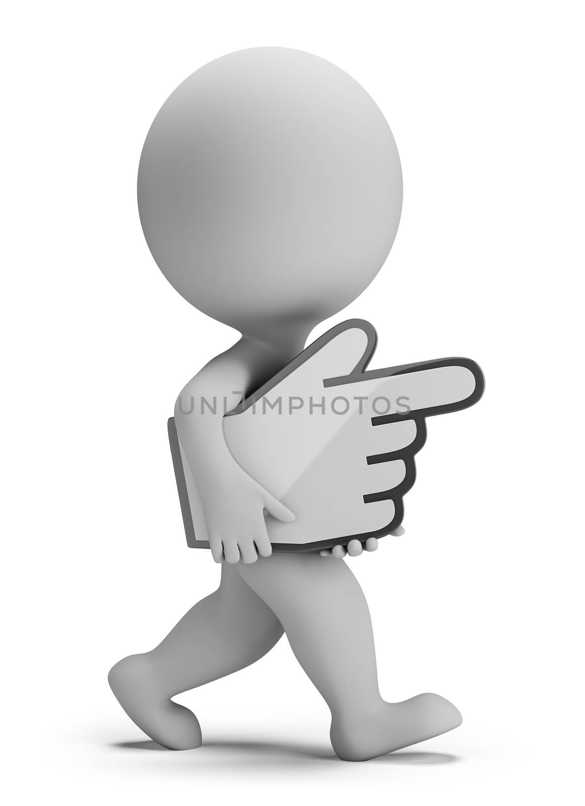 3d small person. 3d image. White background.