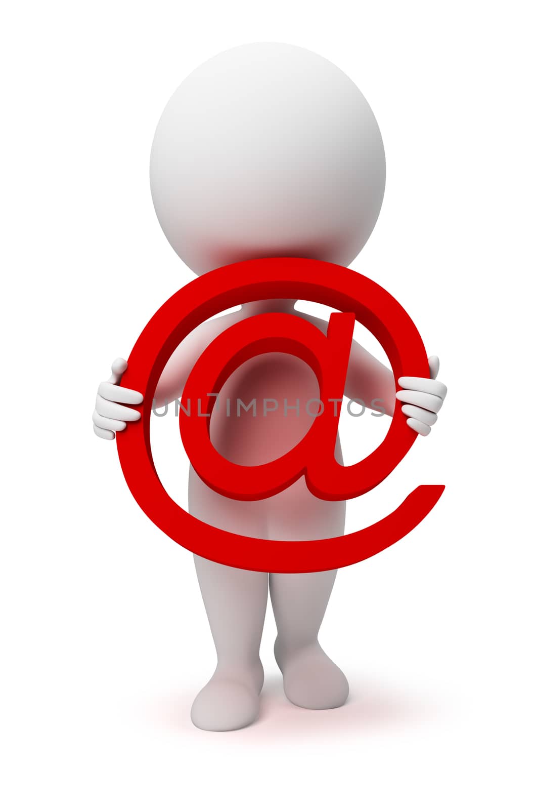 3d small people with the email. 3d image. Isolated white background.