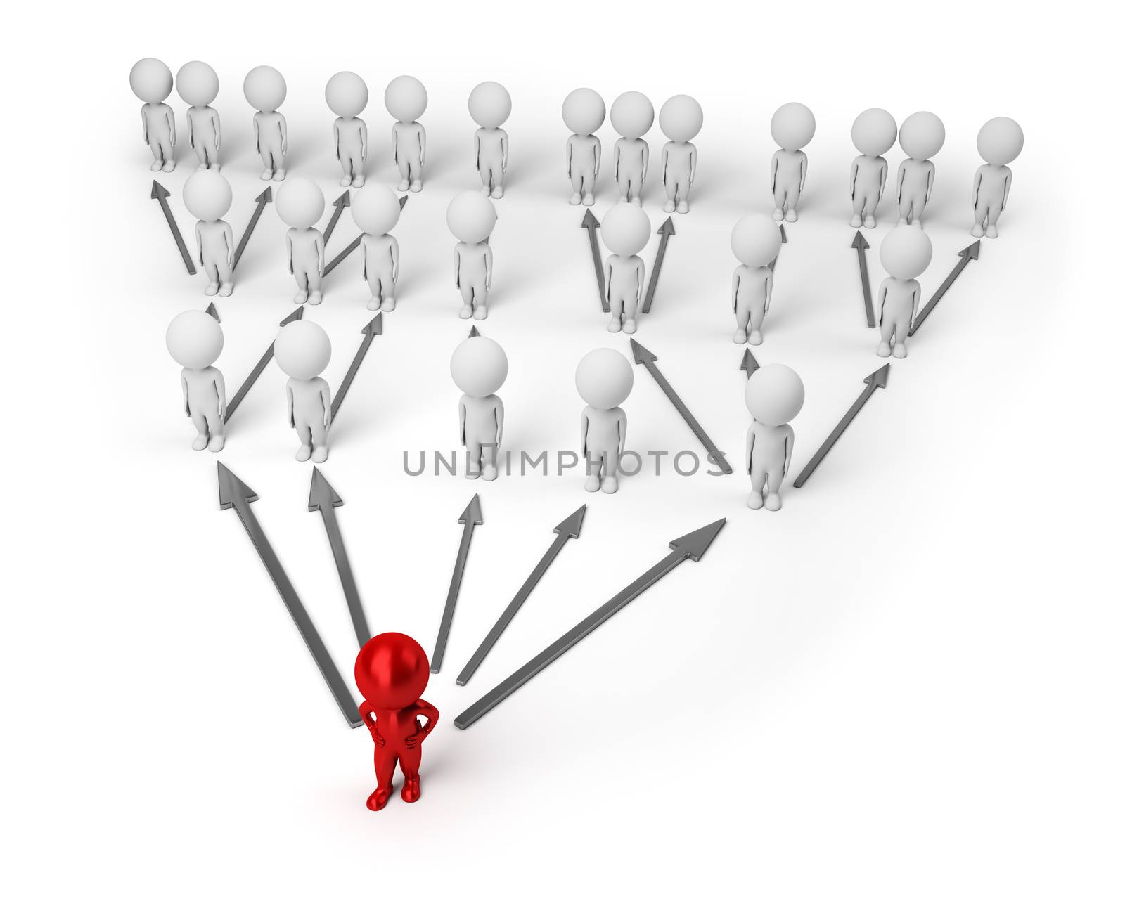 3d small people standing numbers as a pyramid. 3d image. Isolated white background.