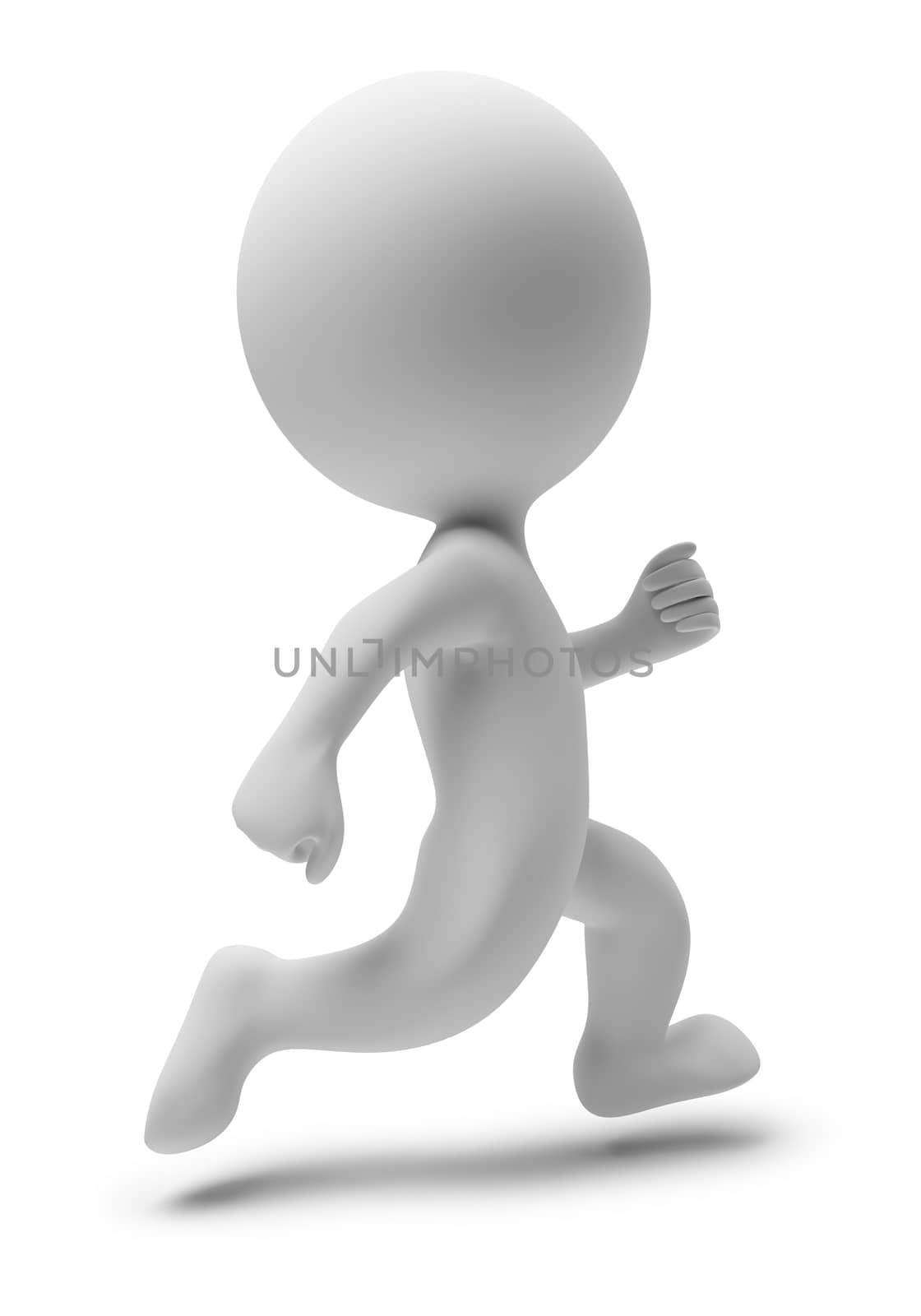 3d small people running. 3d image. Isolated white background.