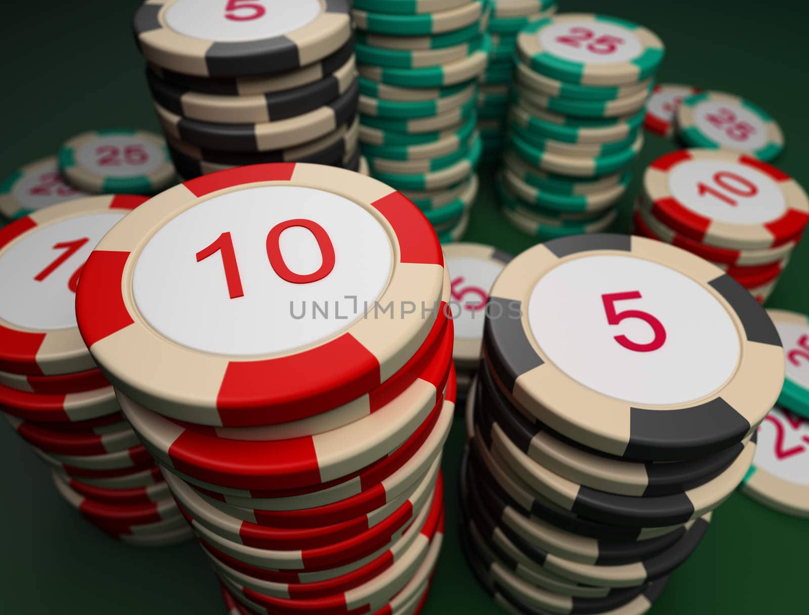 Counters for game in a roulette on a game table