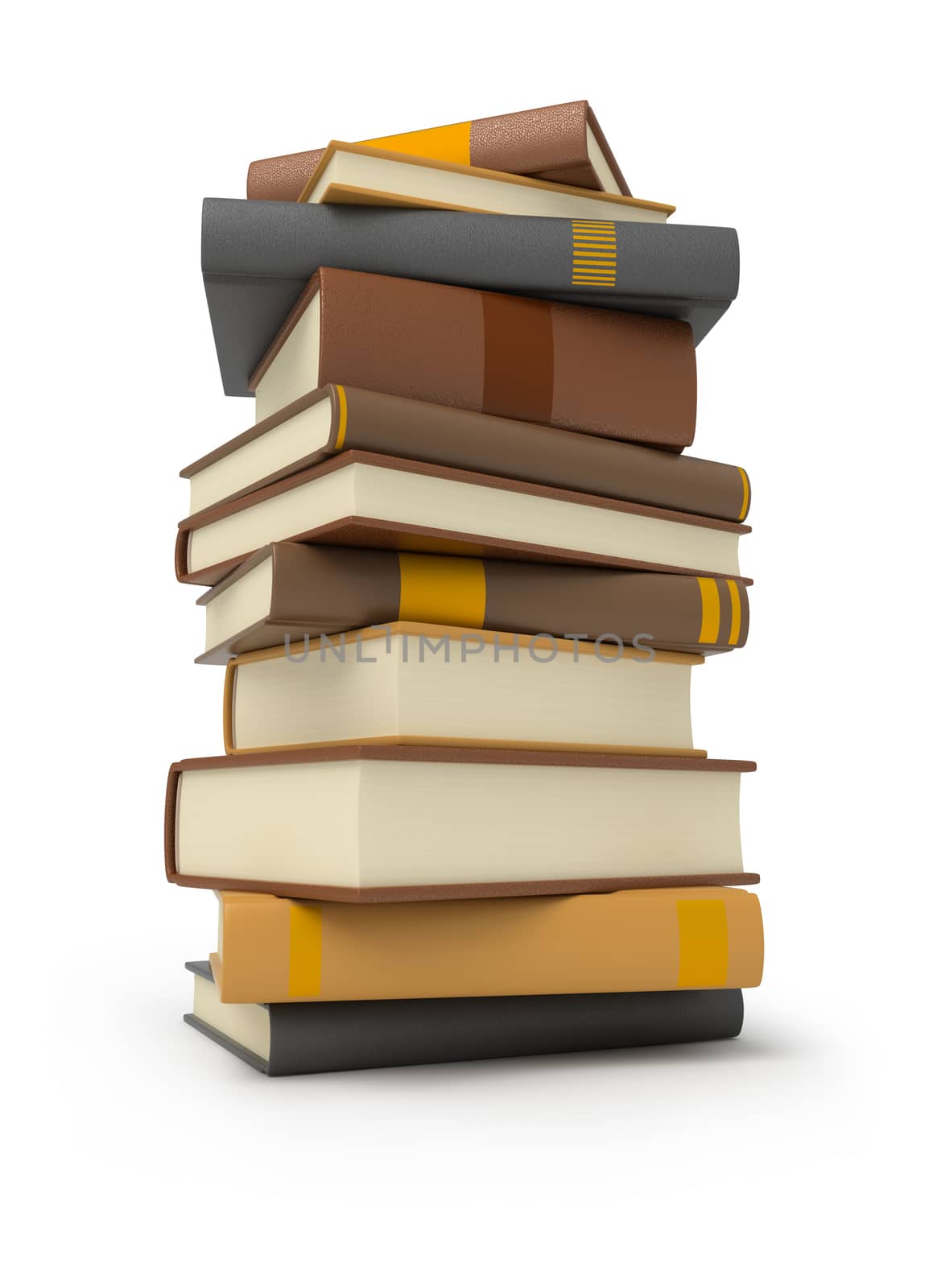 stack of books. 3d image. Isolated white background.