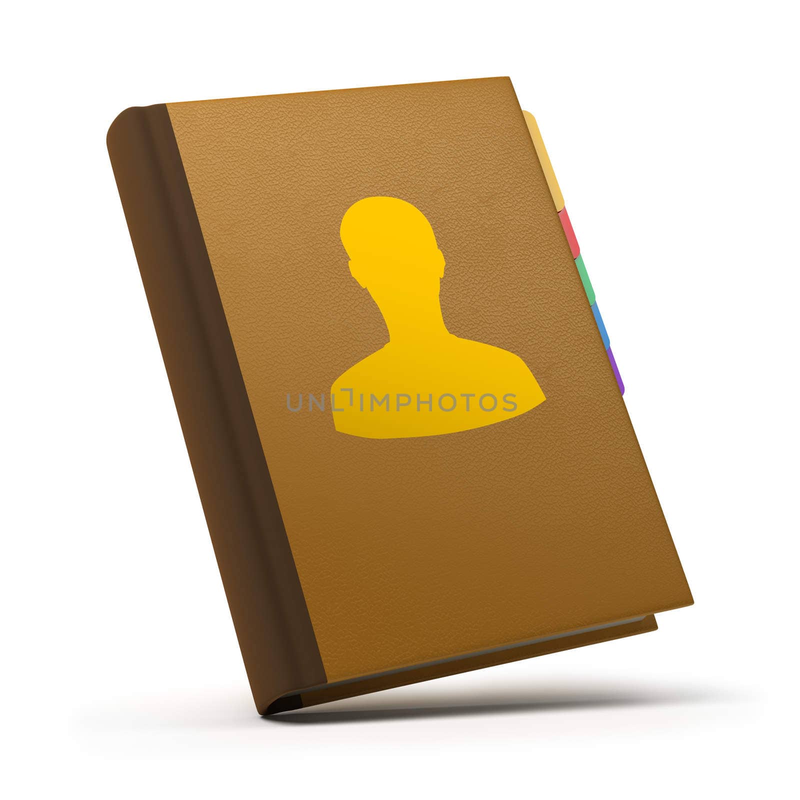 Leather book of contacts. 3d image. Isolated white background.