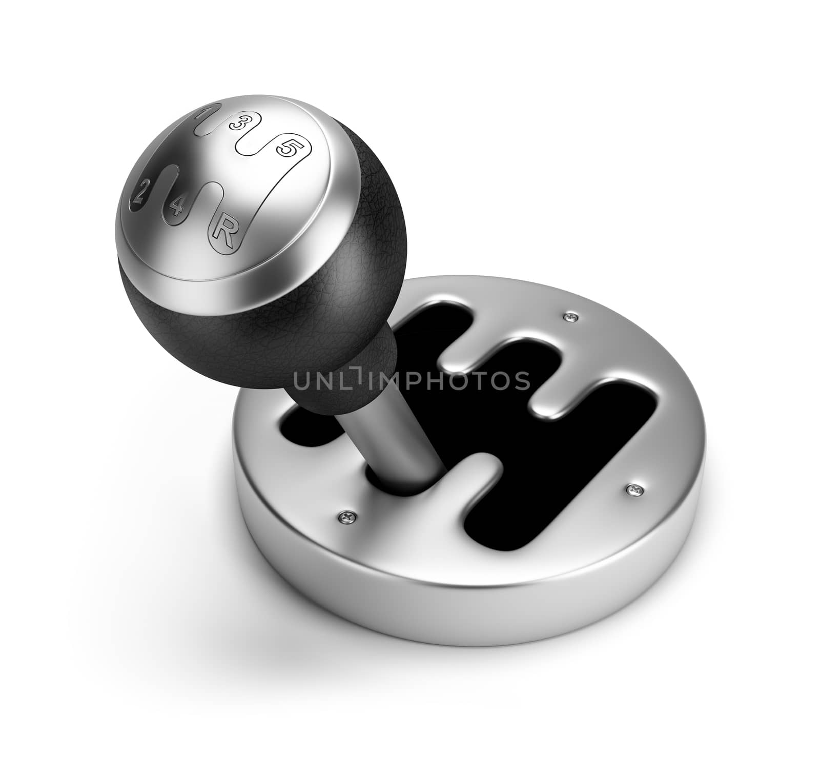 steel gearshift. 3d image. Isolated white background.